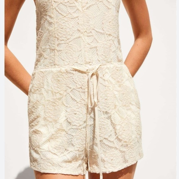 ZARA Lace Ramper Ecru Summer Jumpsuit New - Picture 2 of 11